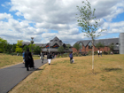 Walthamstow Town Square Gardens, con sullo sfondo il centro commerciale