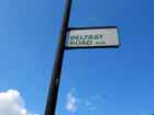 Il cartello che segnala l'inizio di Belfast Road