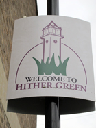 Cartello di benvenuto a Hither Green
